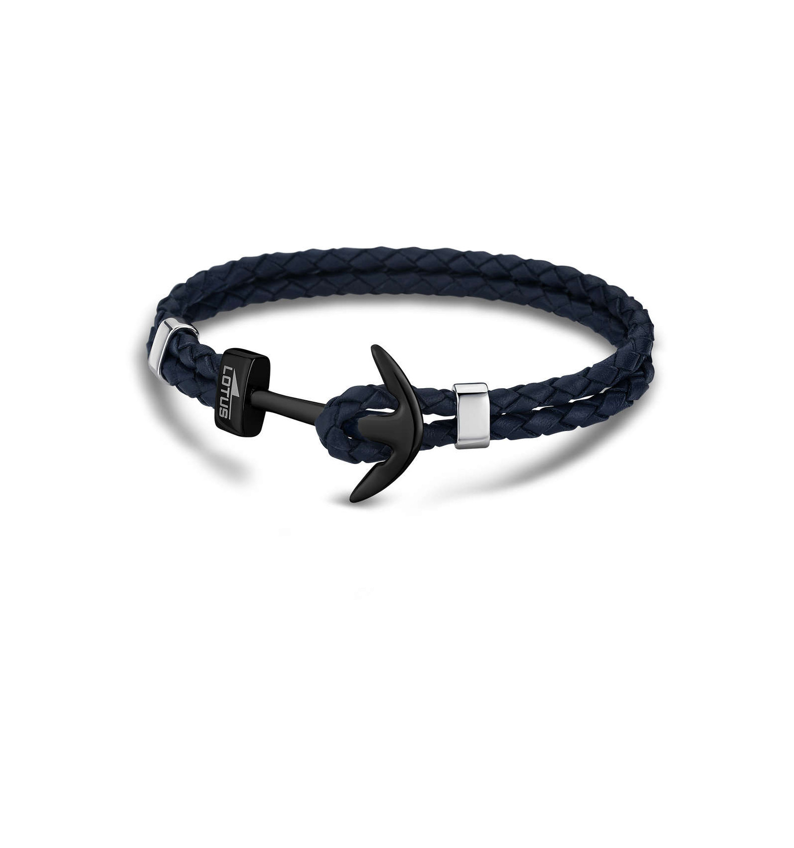 LS1832-2//4 Ancre bleu Bracelet Homme Cuir et Acier Lotus